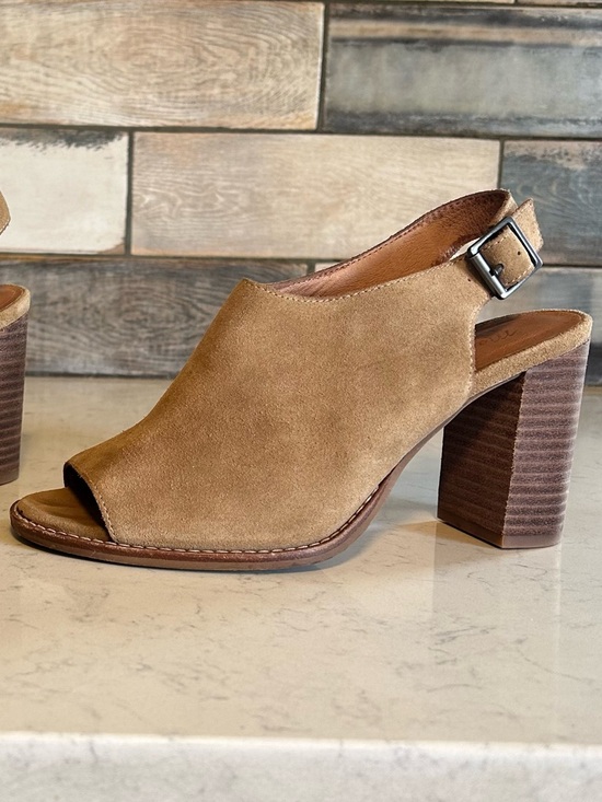 Madewell Shoes - Madewell The Cary Sueded Peep Toe Heeled Sandal Mule Ankle Bootie in Faded Birch